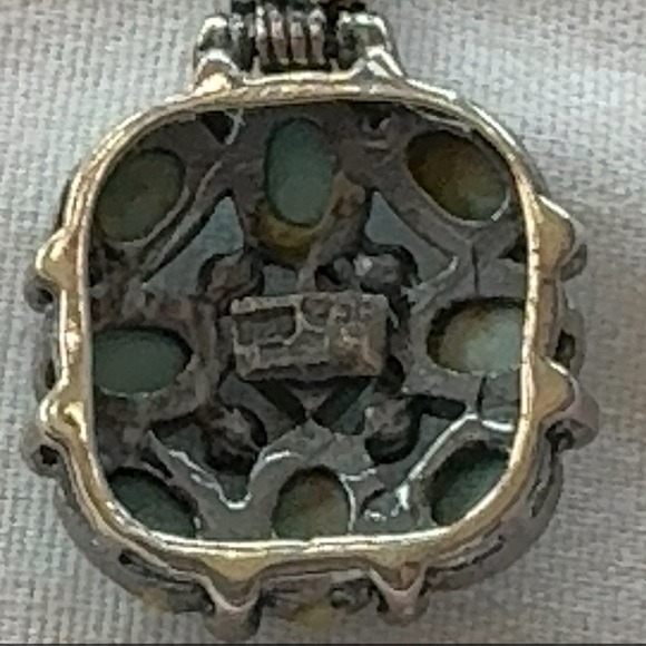 Sterling Turquoise Cabochons Pendant 18" Necklace - Picture 4 of 6